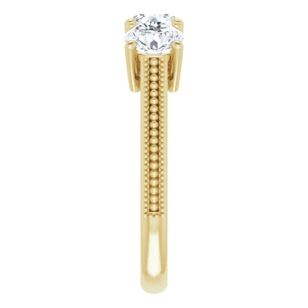 1 1/2 Ct Three Stone Lab Grown Diamond Engagement Anniversary Ring Yellow Gold