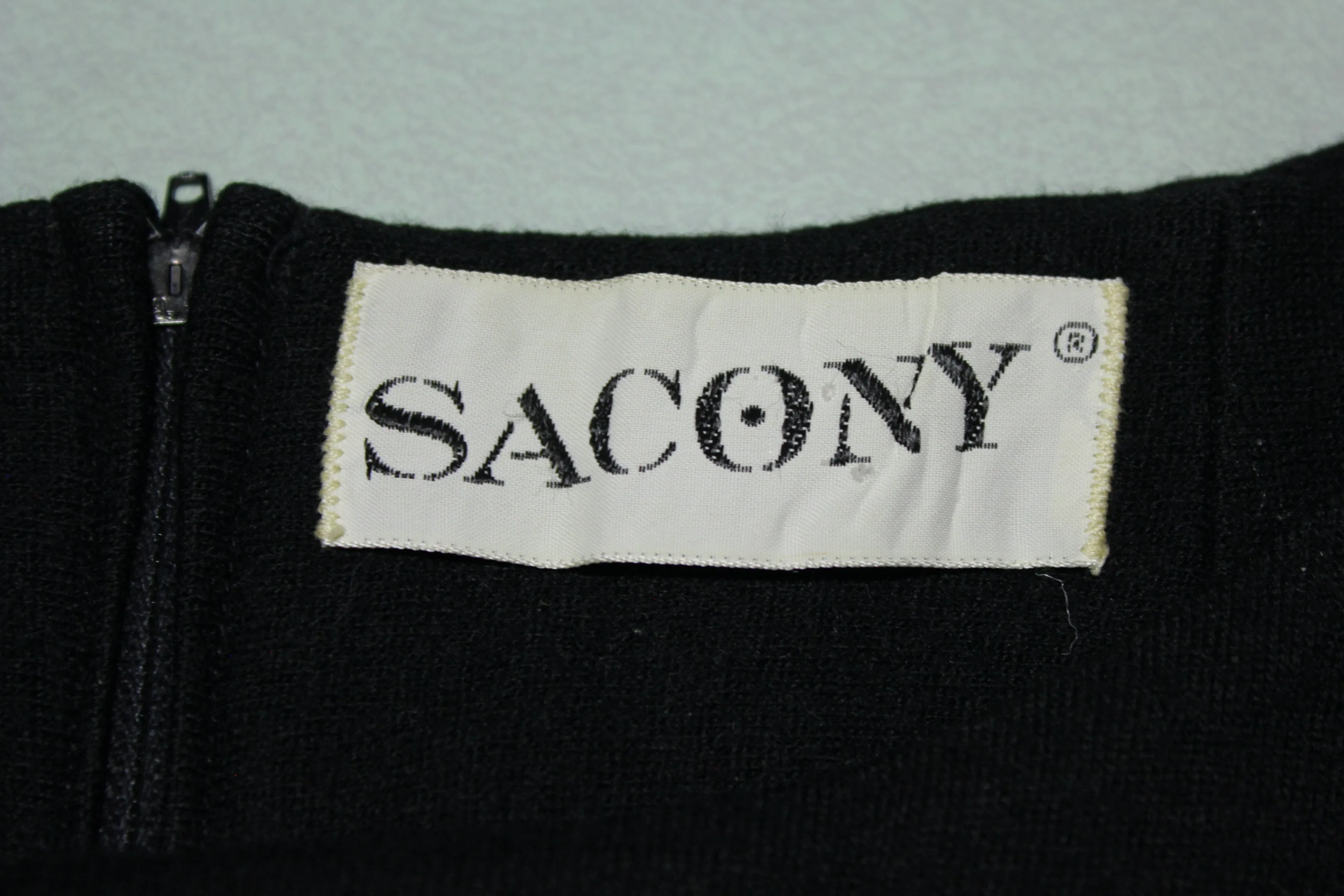 1970s Sacony Black Vintage Dress