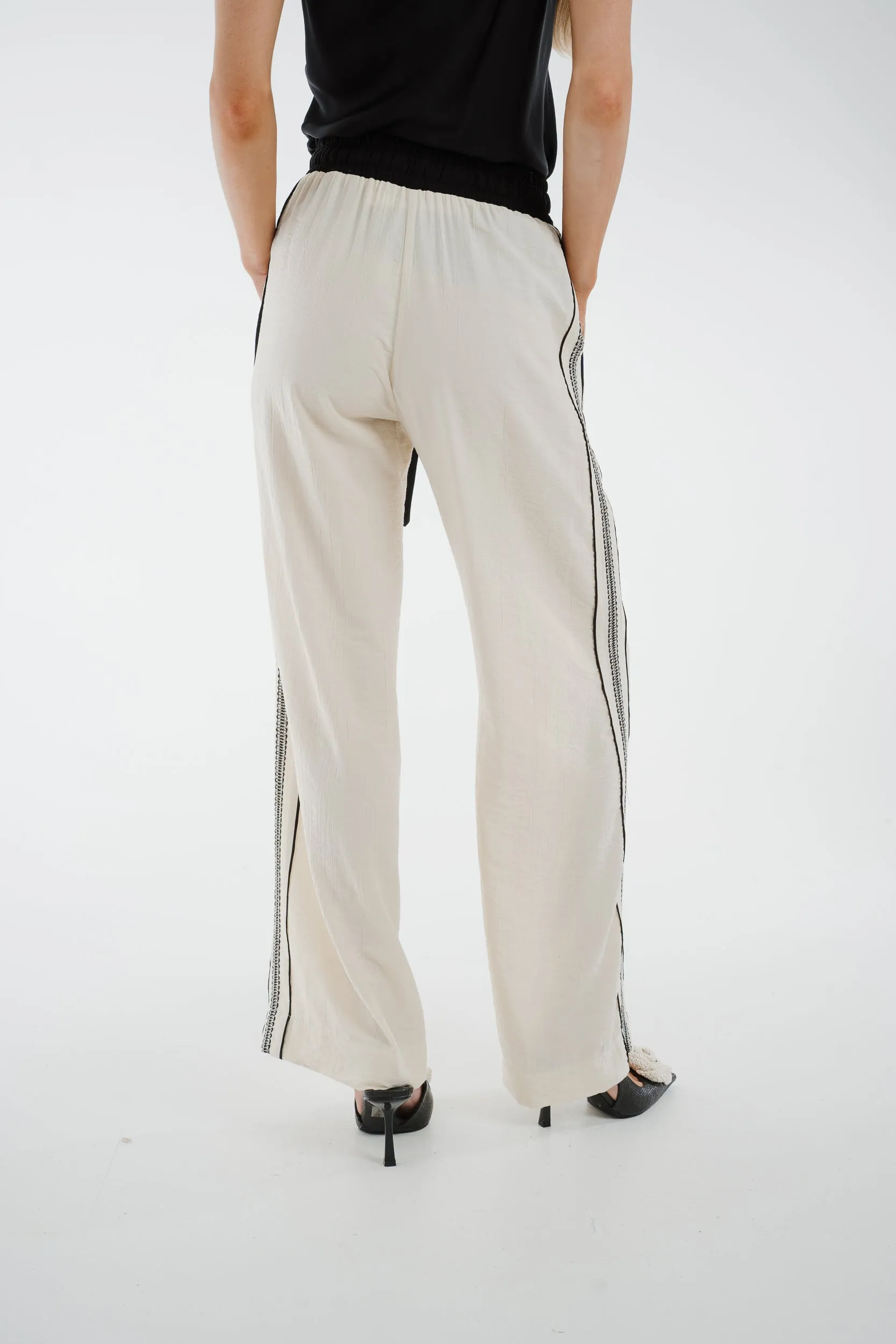 Alana Stripe Detail Trousers In Cream