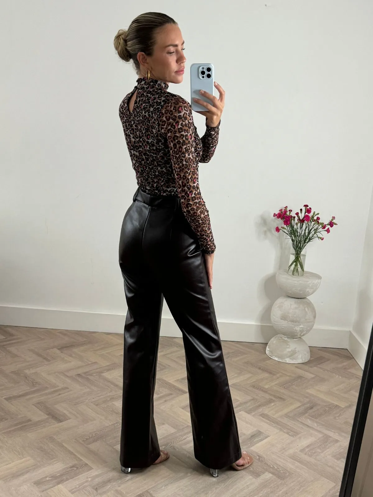 Alyssa PU Flare Trouser / Espresso