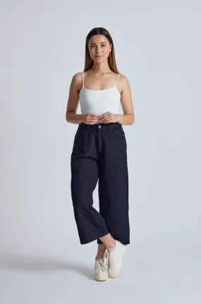 Black Betty Wide Leg Cropped Pant GOTS Certified Organic Cotton and Linen