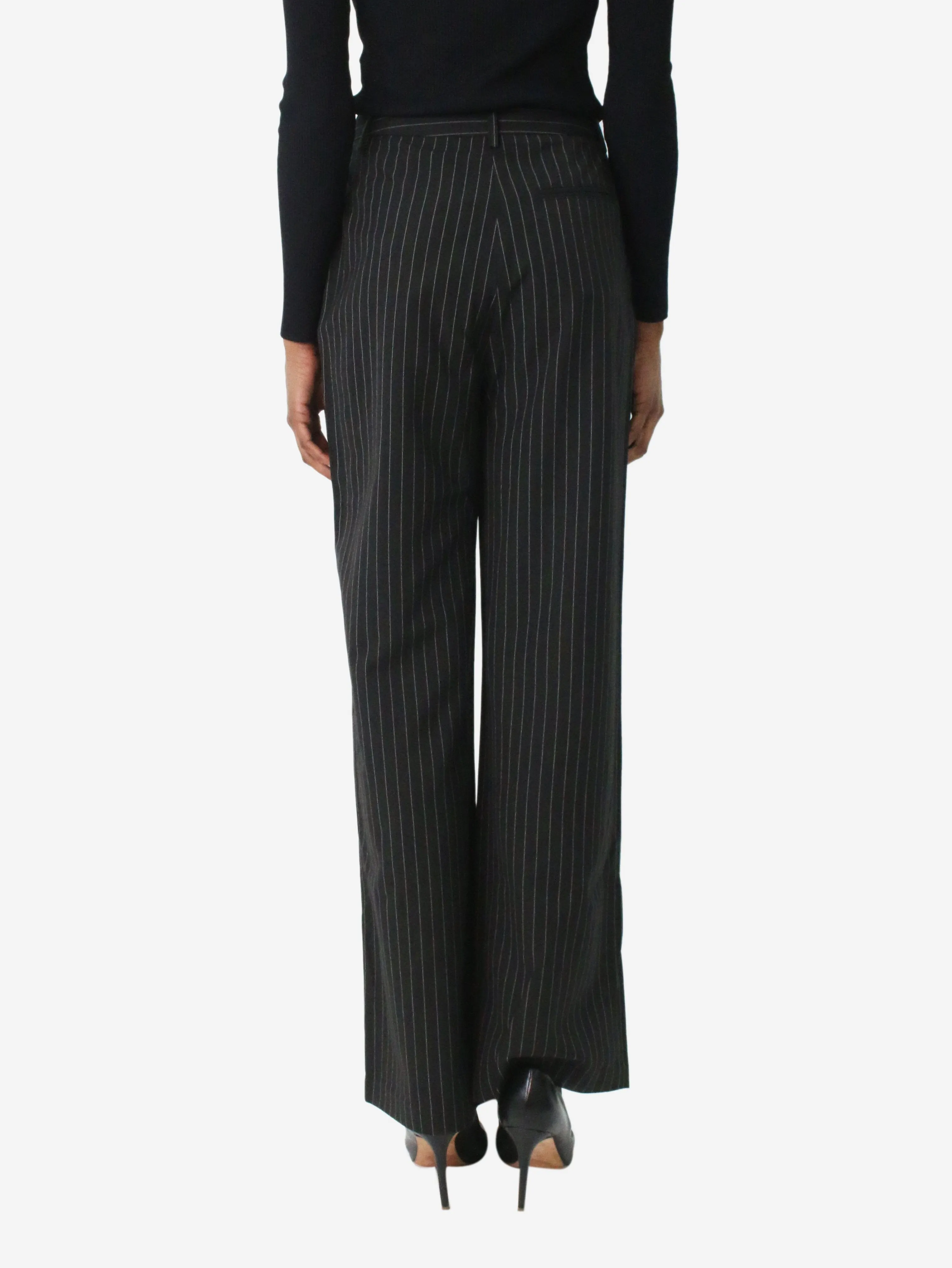 Black pinstripe tailored high-rise trousers - brand size 6