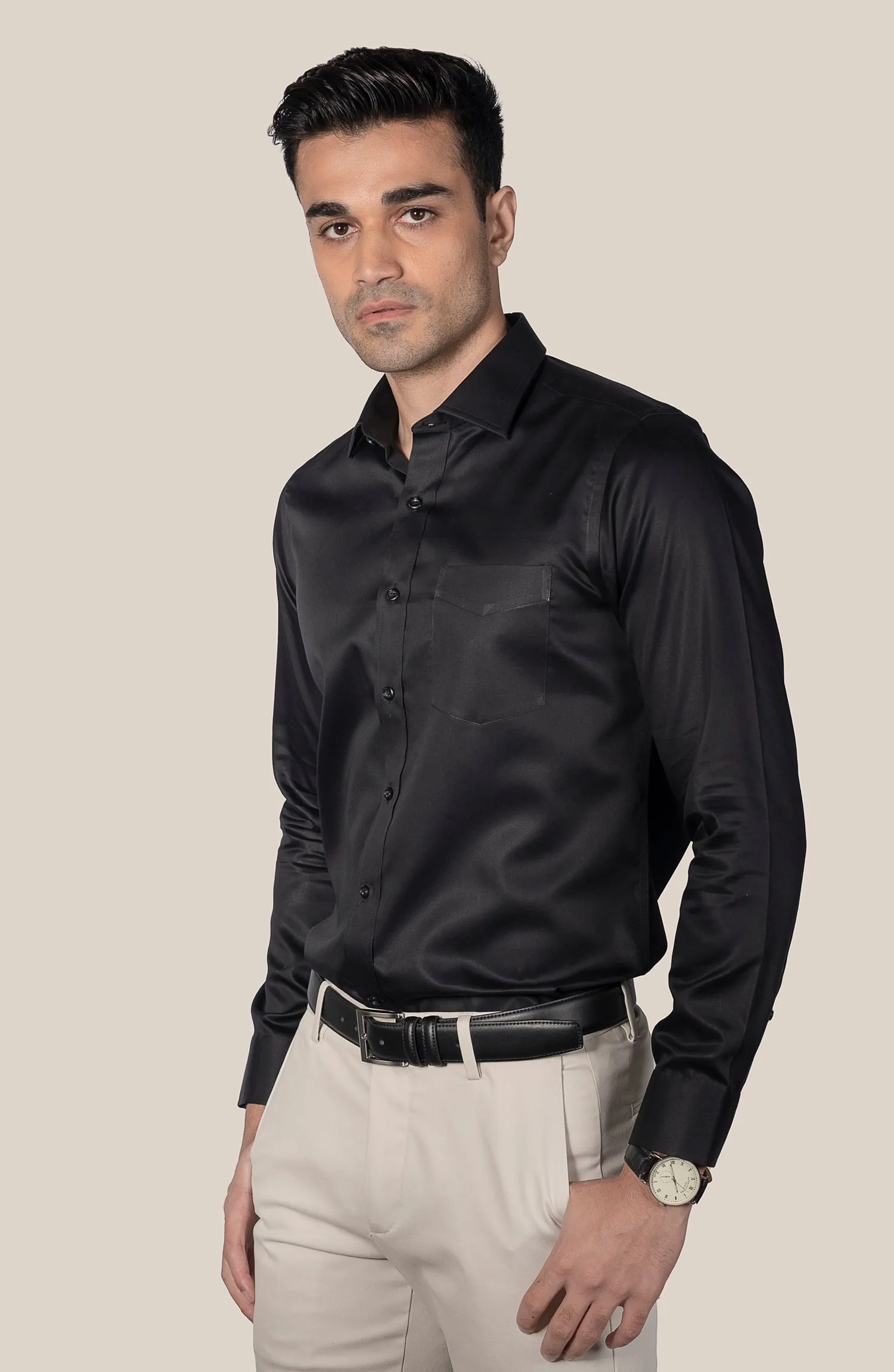 Black Sateen Shirt