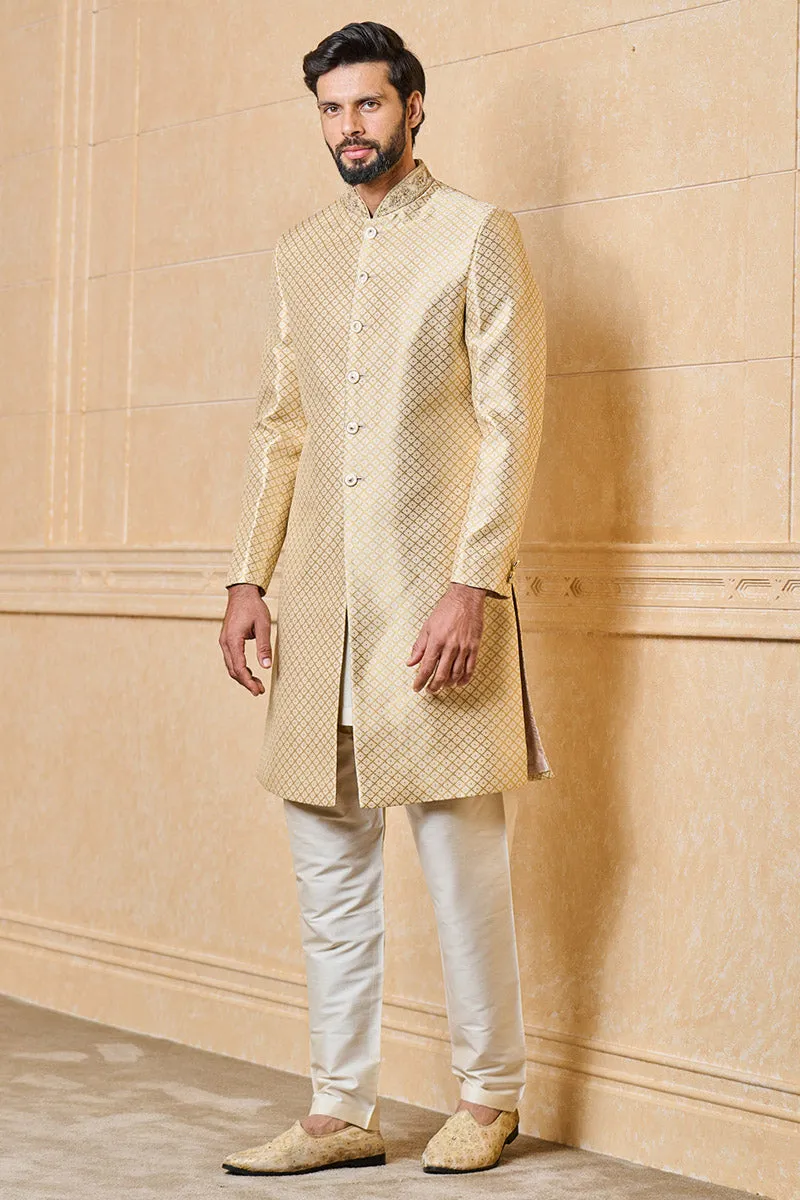 Brocade Sherwani With Collar Embroidery