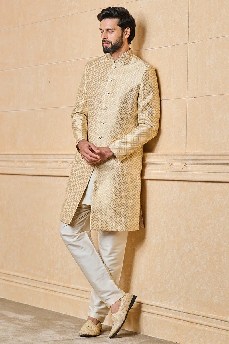 Brocade Sherwani With Collar Embroidery