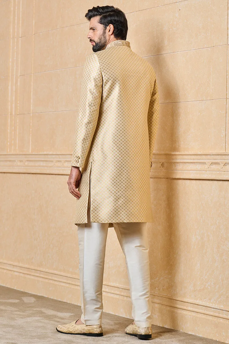 Brocade Sherwani With Collar Embroidery