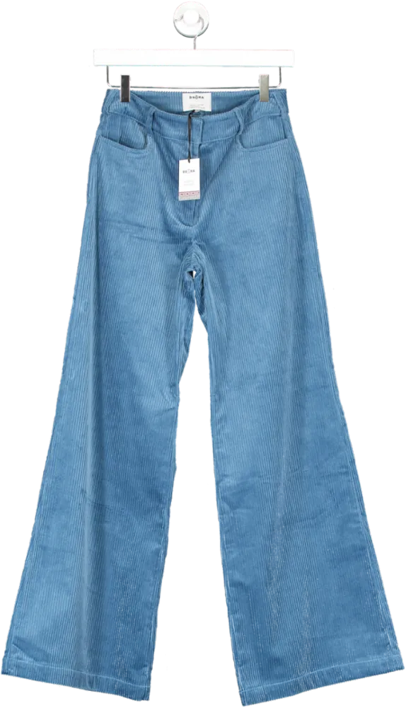 Brora Blue X Willow Crossley Jumbo Cord Wide Leg Trousers UK 6