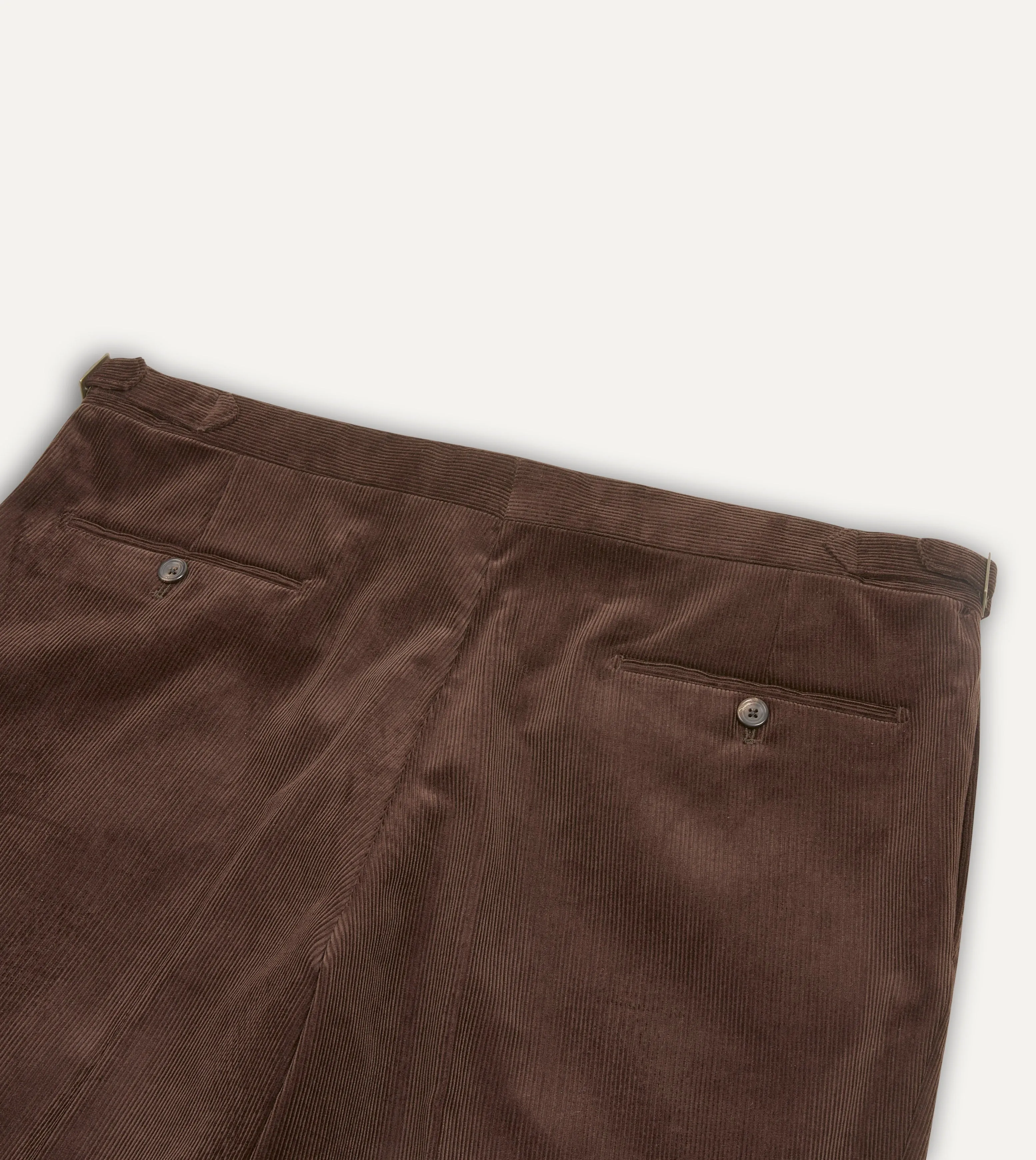 Brown Mid-Wale Corduroy Single Pleat Trouser