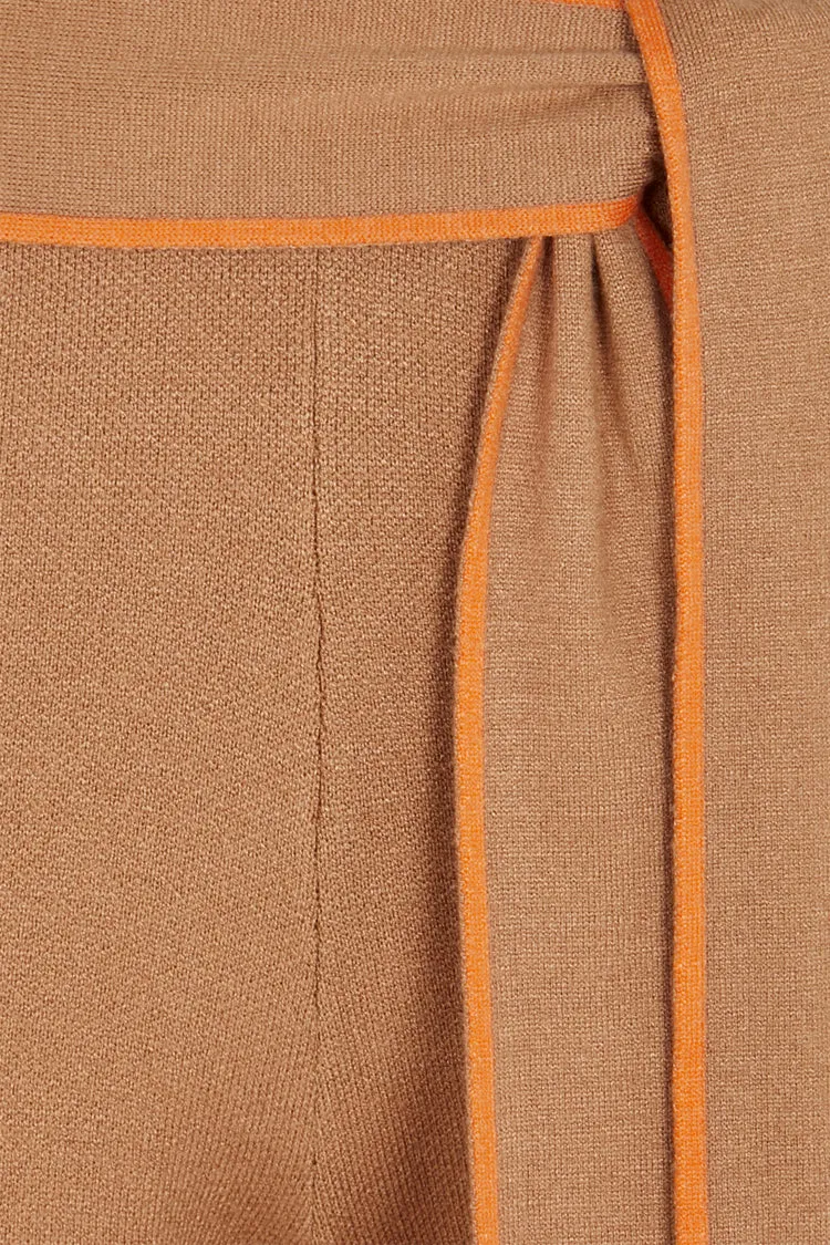 Camel Dana Trousers With Orange Trim