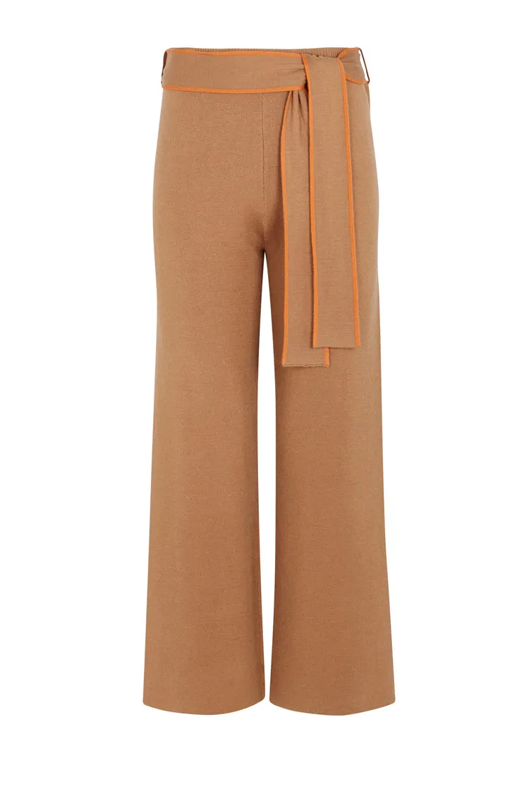 Camel Dana Trousers With Orange Trim