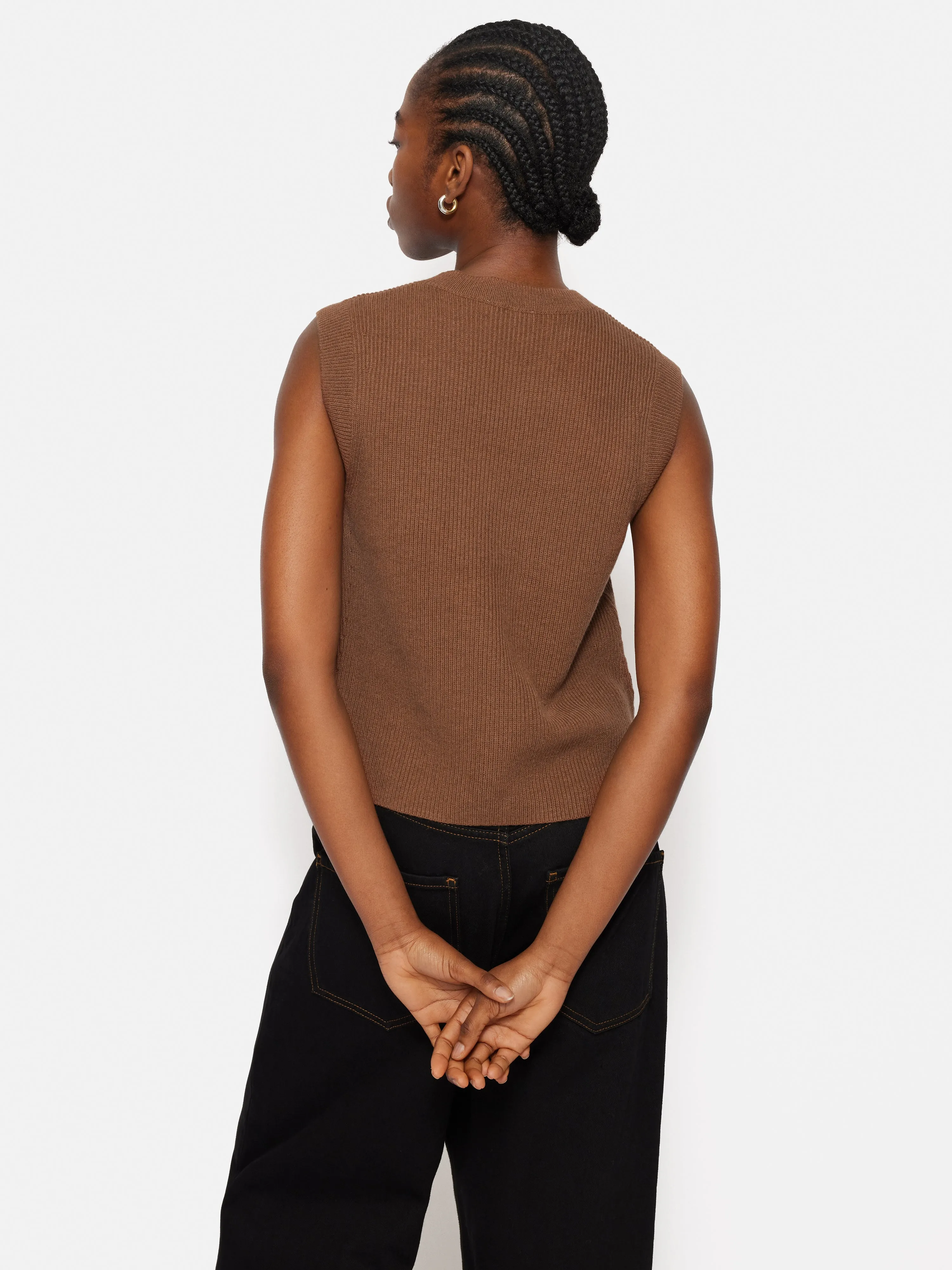 Cotton Blend Crew Tank | Toffee