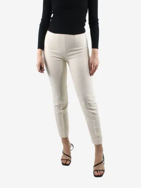 Cream high-rise tailored trousers - size UK 8