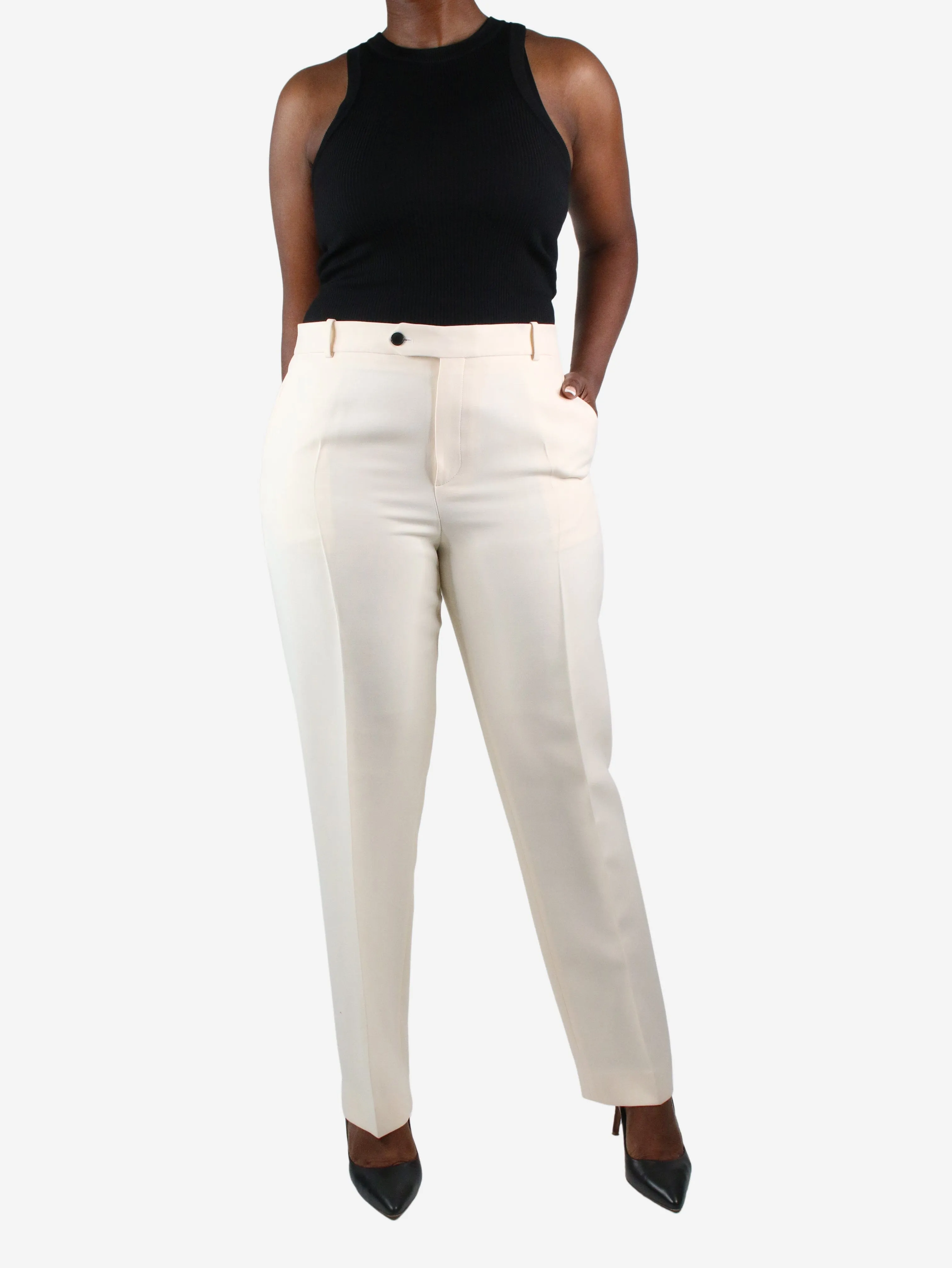 Cream Straight-Leg Trousers - size FR 46