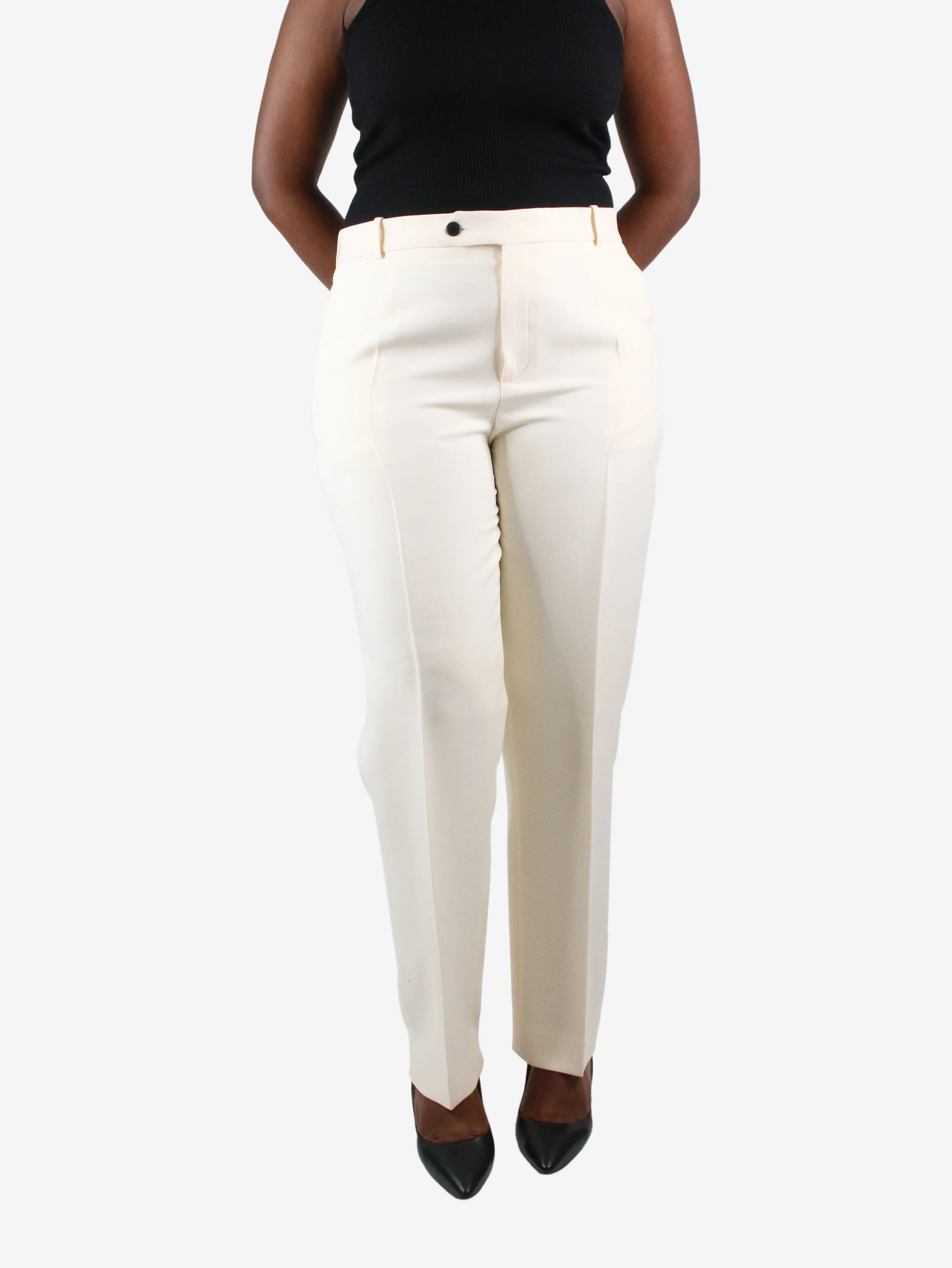 Cream Straight-Leg Trousers - size FR 46