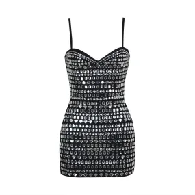 Crystal Diamonds Black Mini Dress