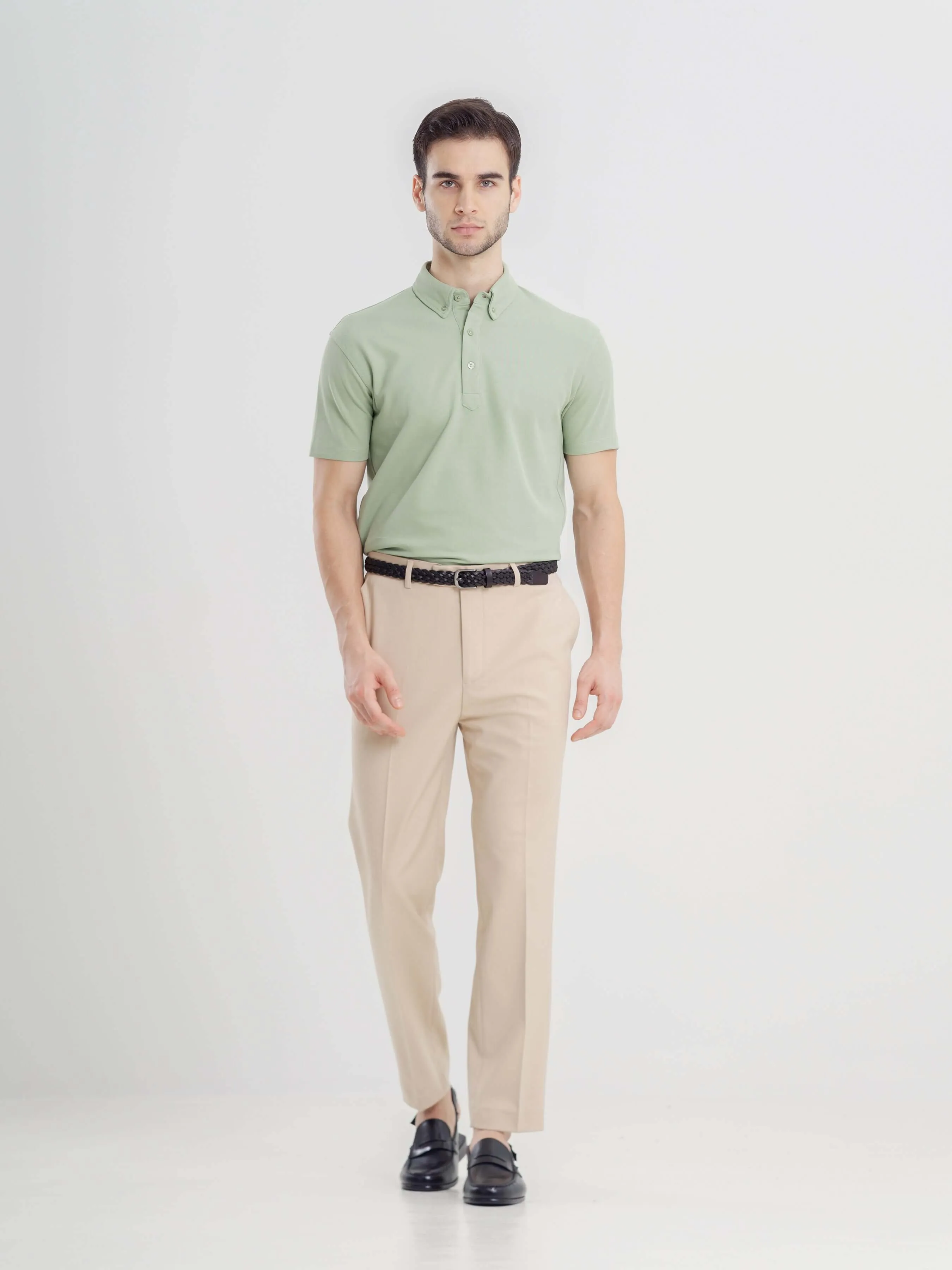 Dante Polo Button Down Short Sleeve - Moss Green