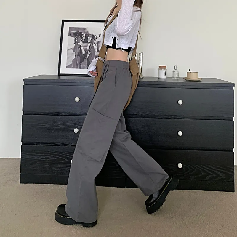 Dark Grey Straight Trousers