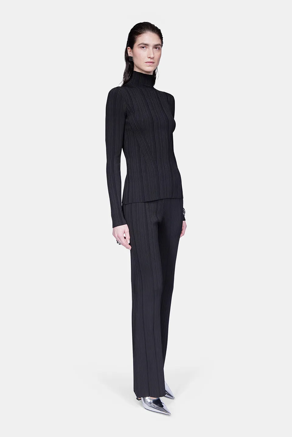 Dawn Plisse Turtleneck - Black