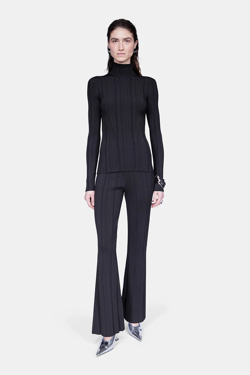 Dawn Plisse Turtleneck - Black