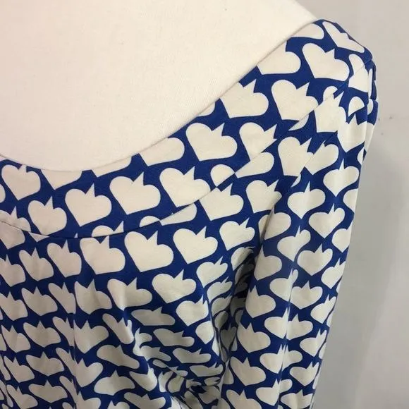 Diane Von Furstenberg Cream Blue Spades Print Dress