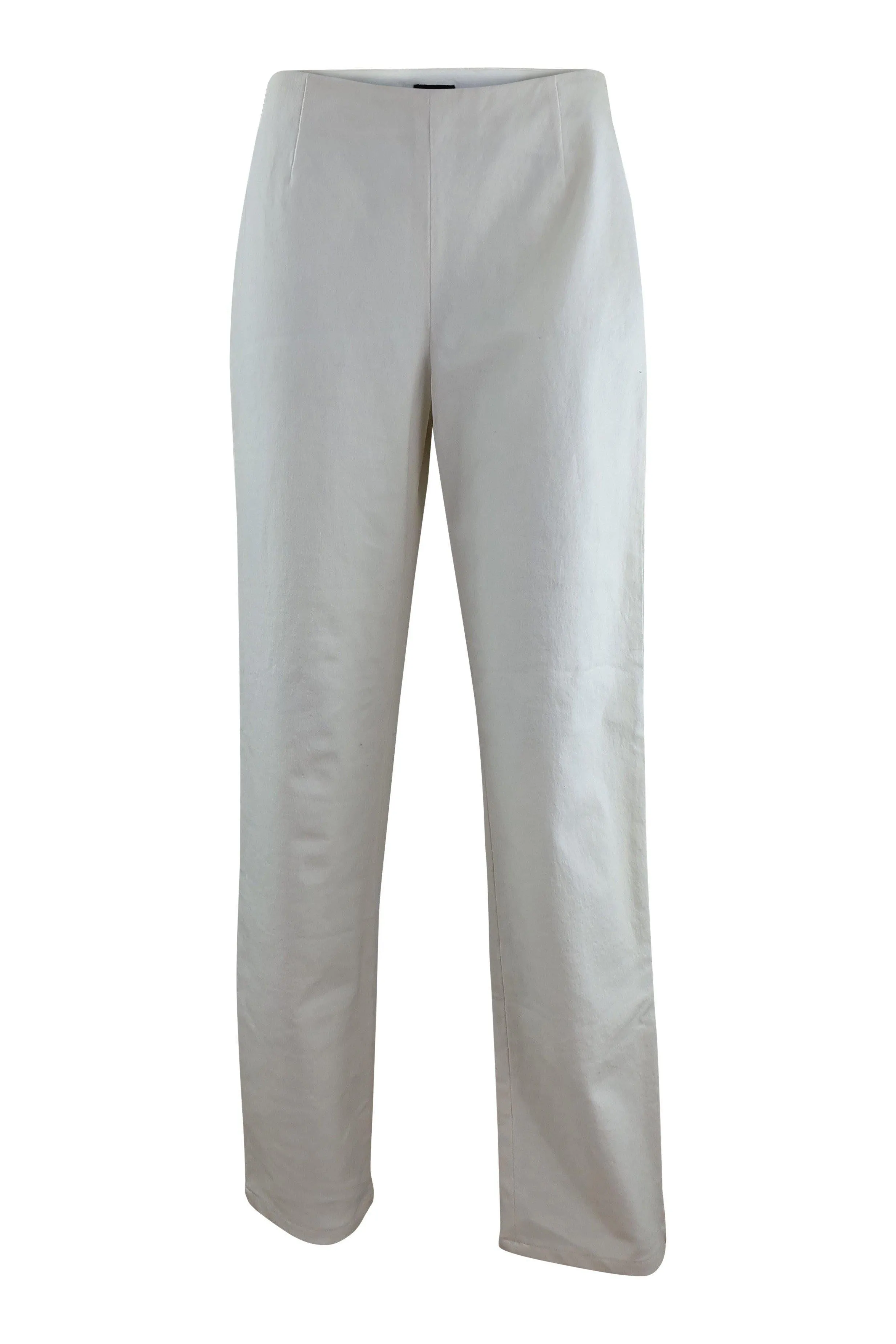 DONNA KARAN Women's Off White Straight Leg Cotton Blend Trousers (IT 42 | US 08)