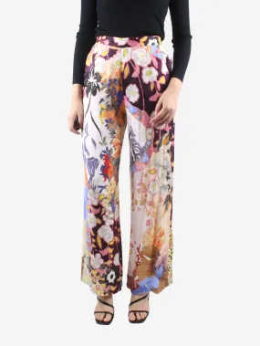 Etro Pink floral light straight-leg trousers - size UK 8