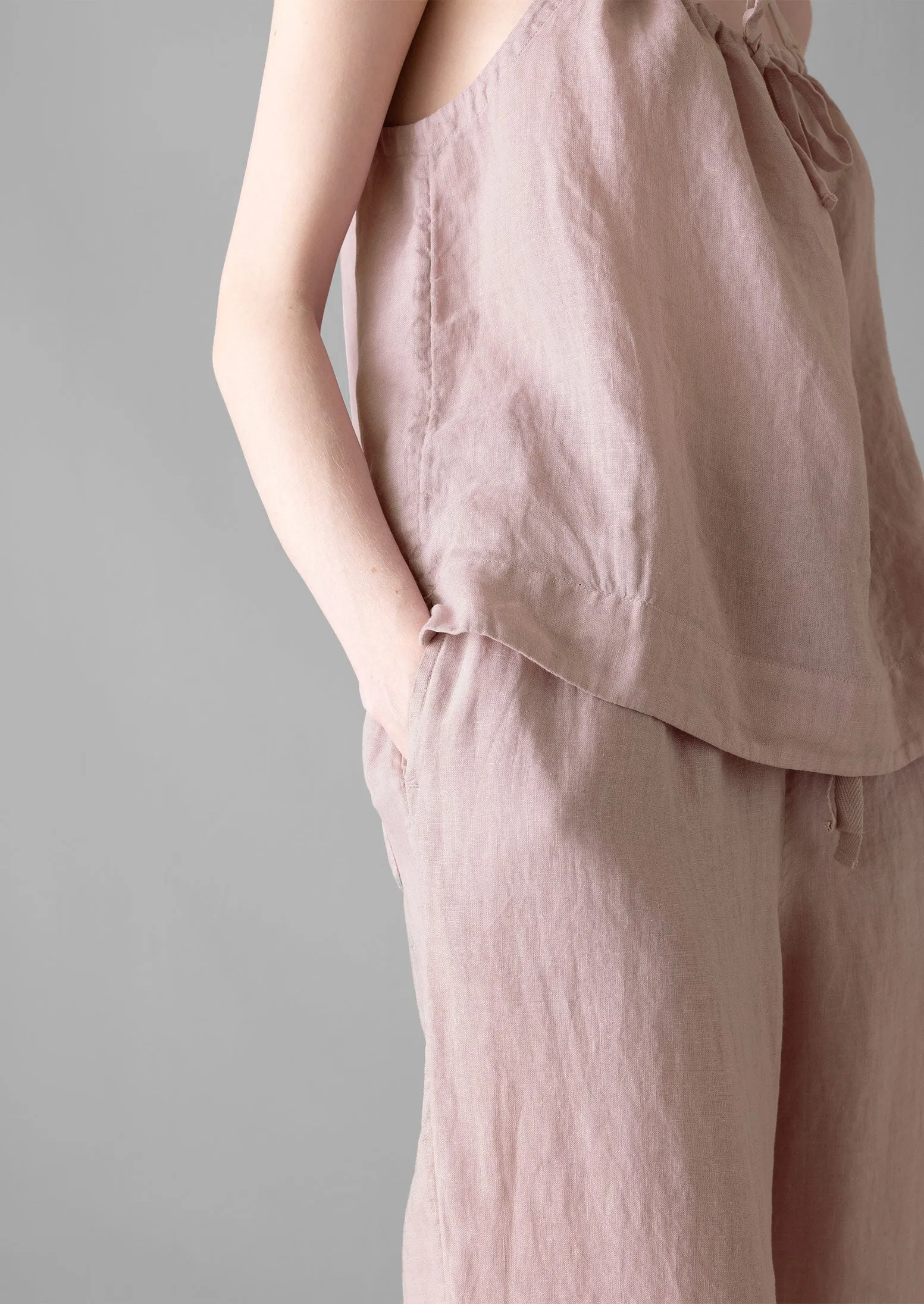 Garment Dyed Lightweight Linen Pajamas | Washed Pink