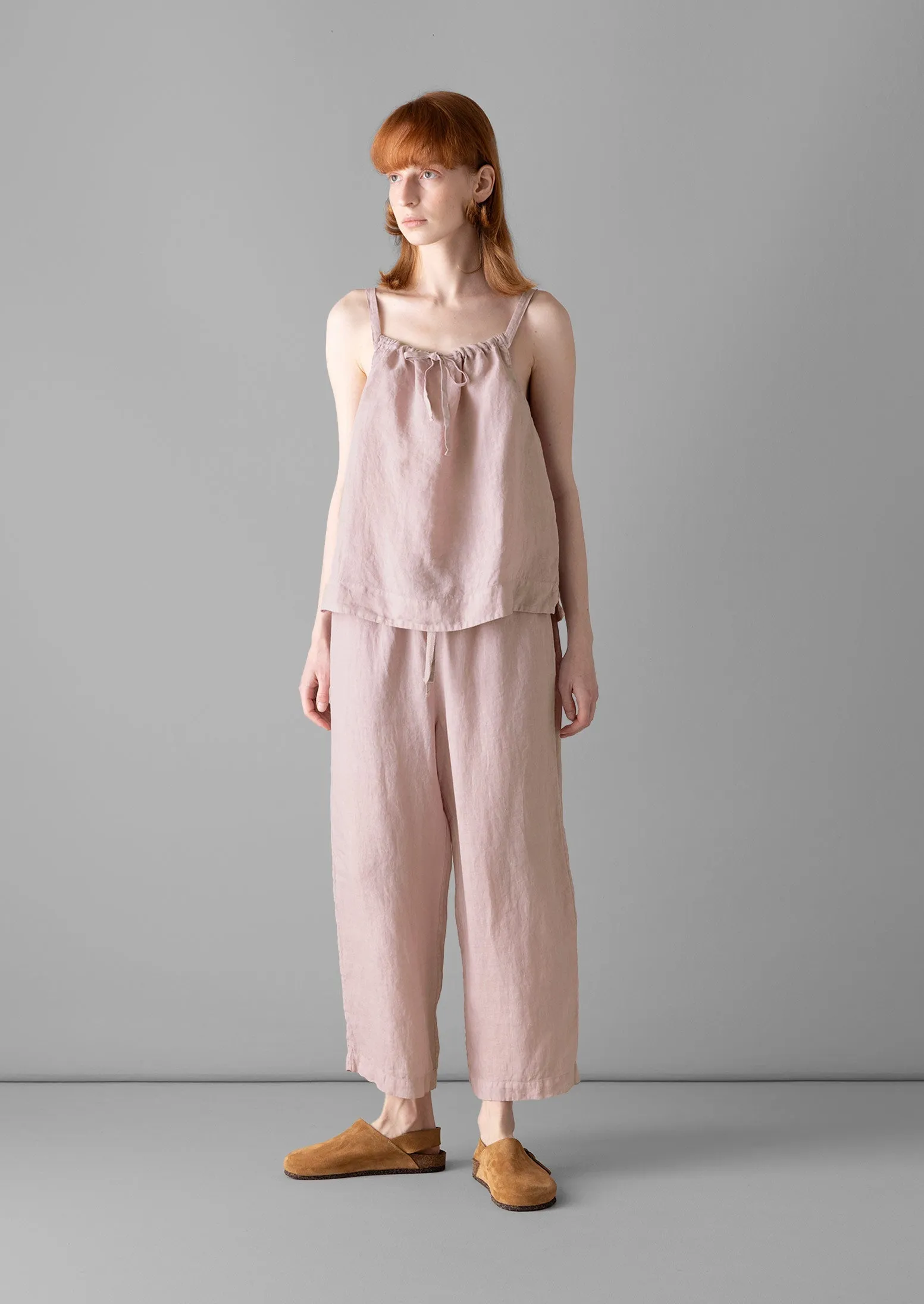 Garment Dyed Lightweight Linen Pajamas | Washed Pink