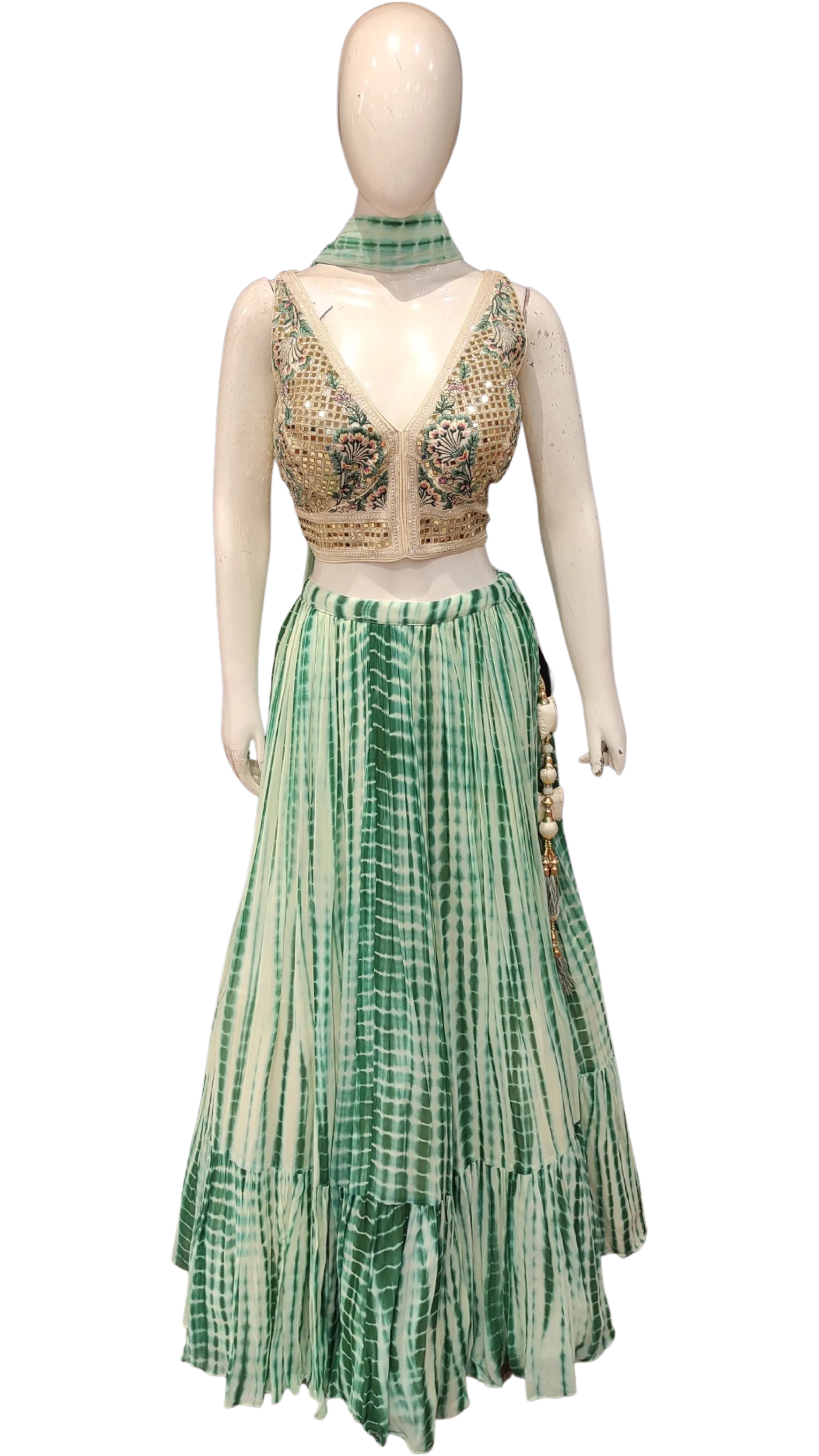 Georgette Lehenga Choli with Mirror Work and Thread Work and Dupatta