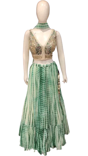 Georgette Lehenga Choli with Mirror Work and Thread Work and Dupatta