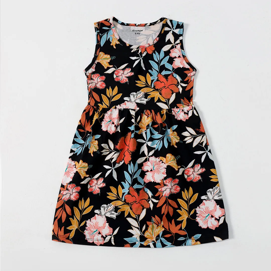 Girls Black Floral Dress