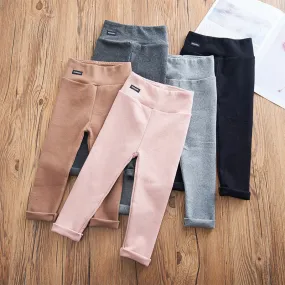 Girls' Solid Elastic Leggings Trousers