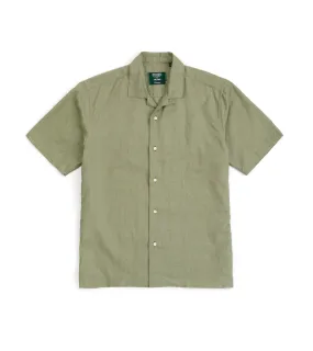 Gitman Vintage Cotton Linen Camp Collar Shirt: Sage