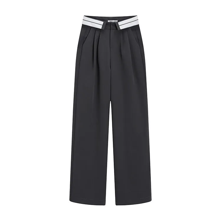 Grey Stripe Flap Trousers