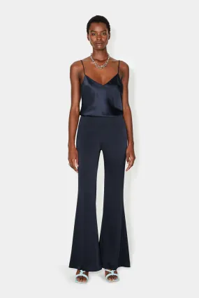 High Waisted Satin Trousers - Midnight