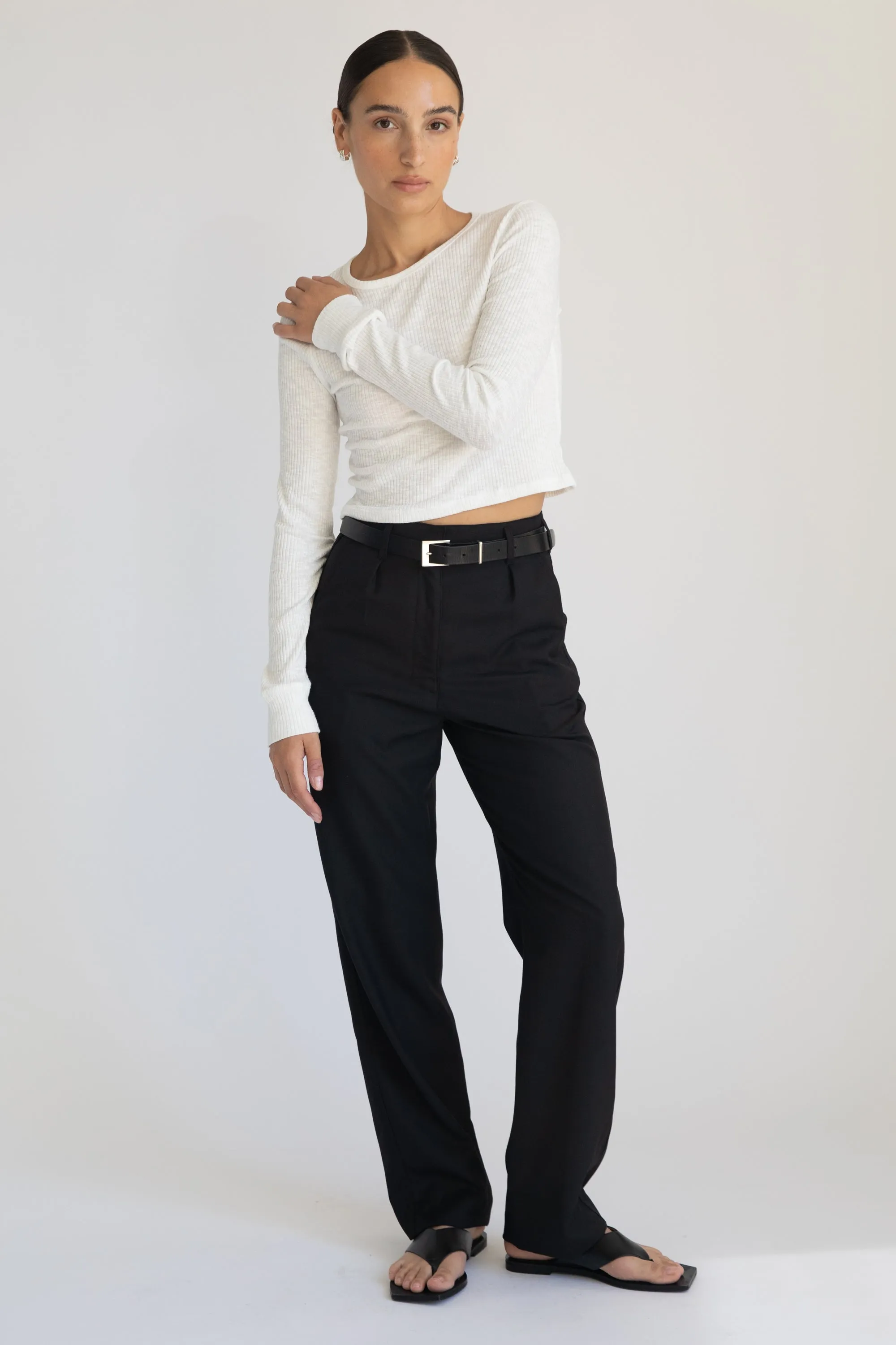 High Waisted Straight Leg Trousers