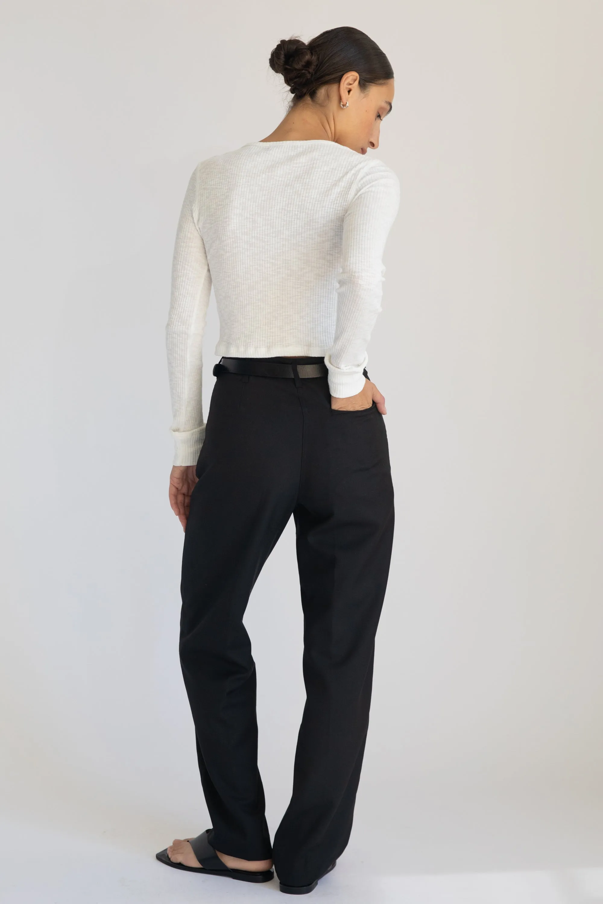 High Waisted Straight Leg Trousers