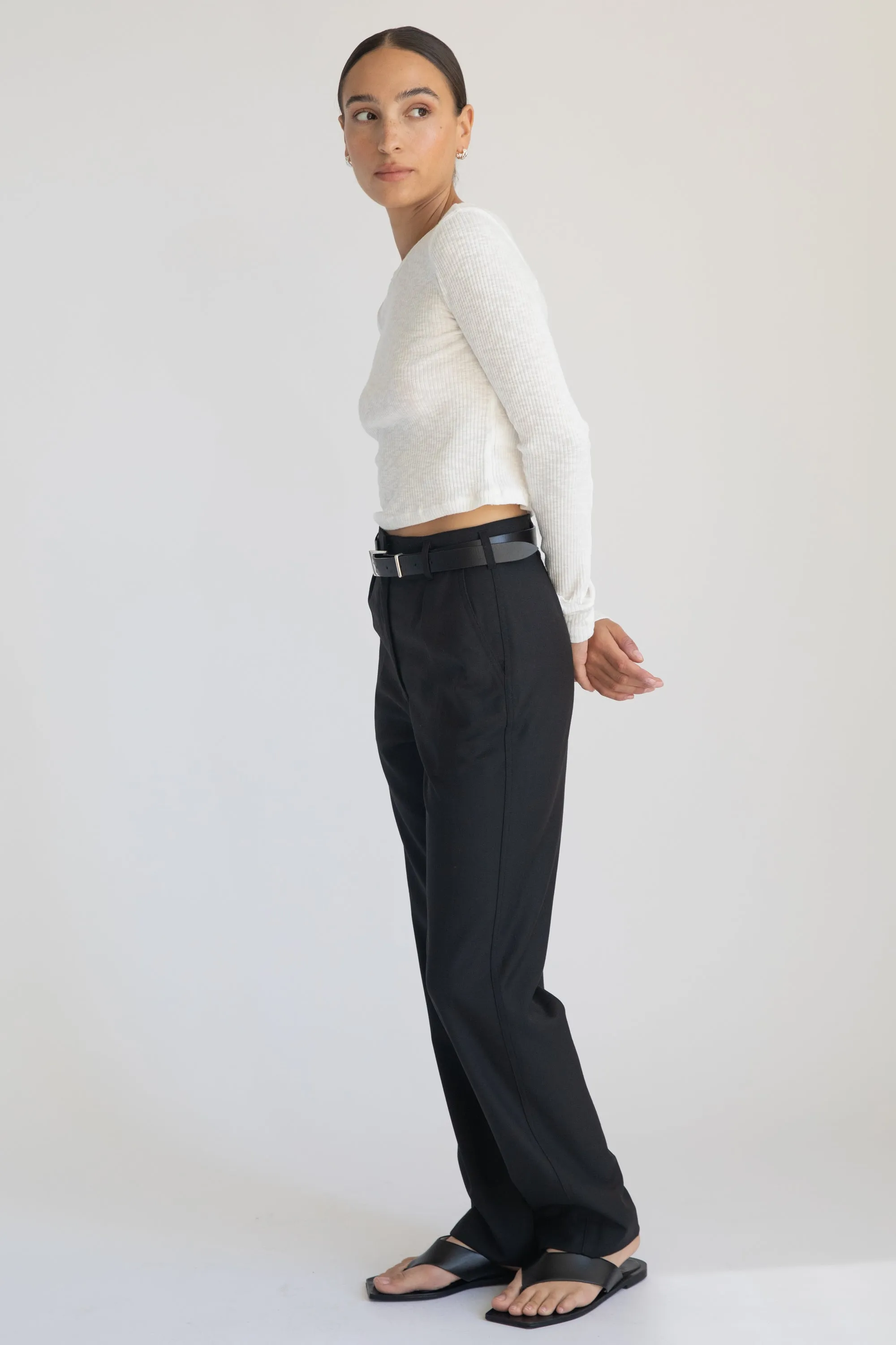 High Waisted Straight Leg Trousers