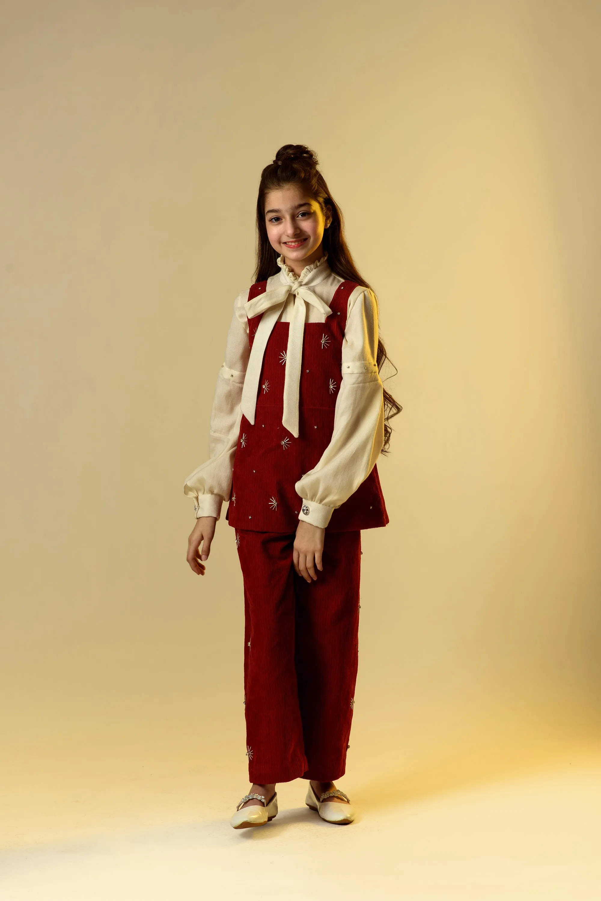 Isle of Dreams- Organic Corduroy Coordinate Set with Woollen Shirt For Girls