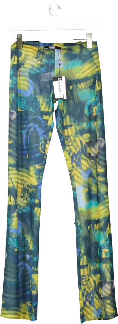 Jaded London Multicoloured Abstract Burn Print Mesh Bootcut Trousers BNWT UK 8