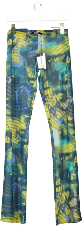 Jaded London Multicoloured Abstract Burn Print Mesh Bootcut Trousers BNWT UK 8