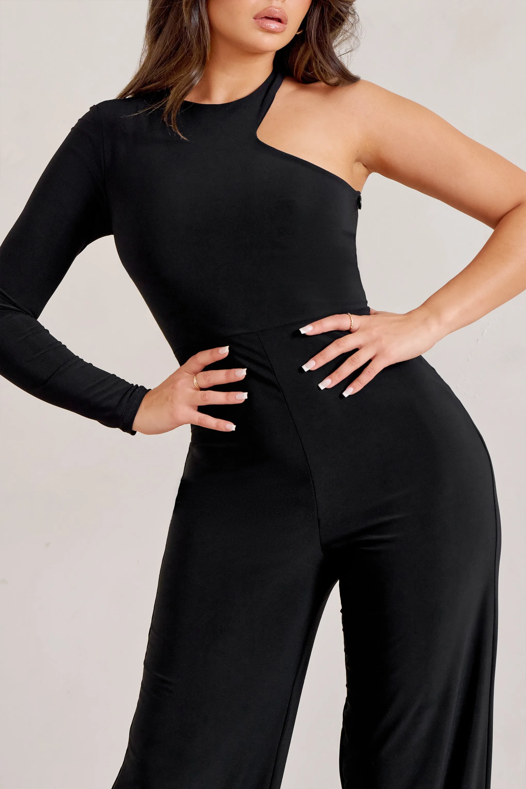 Kayla | Black Asymmetric Cut Out Jumpsuit