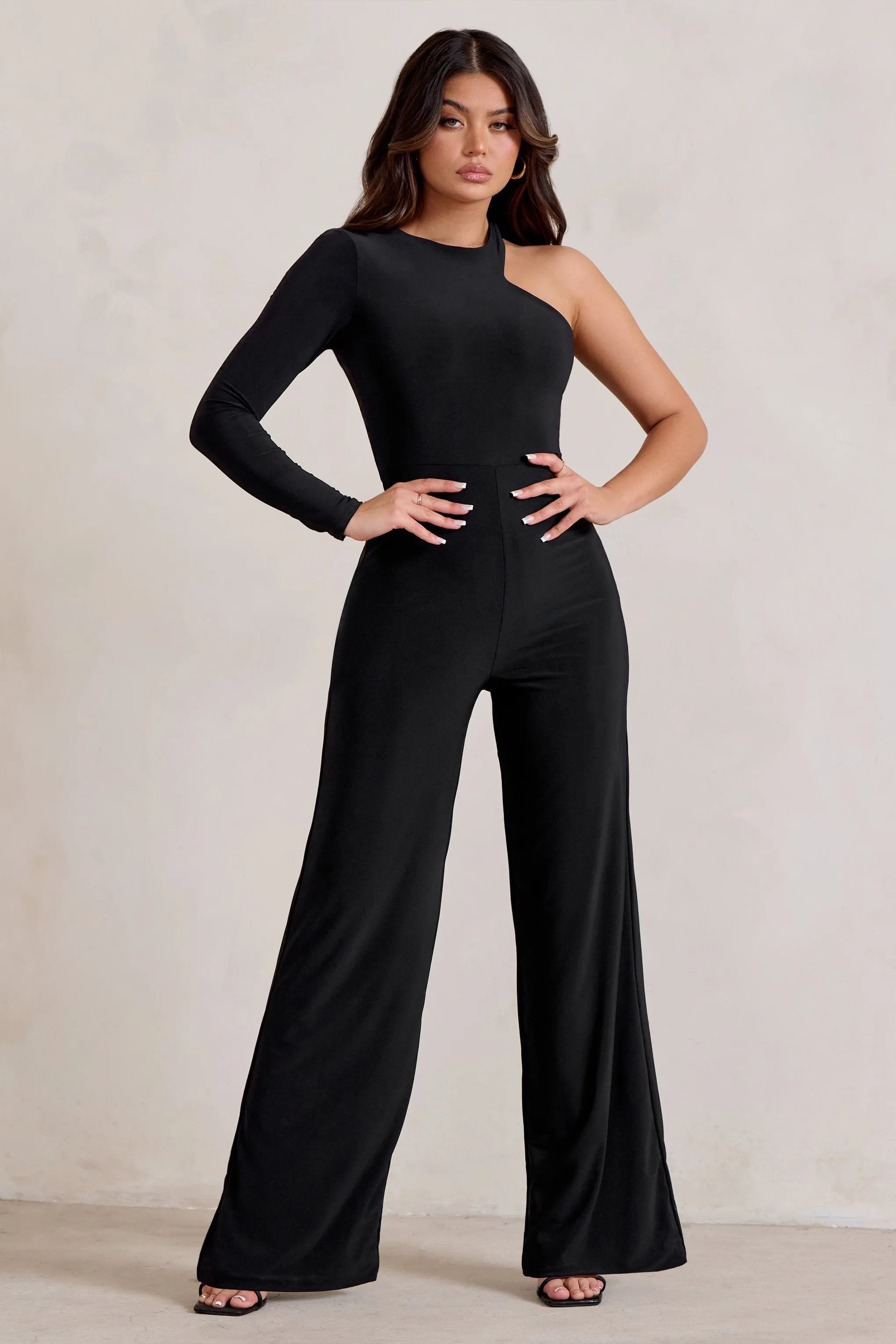 Kayla | Black Asymmetric Cut Out Jumpsuit