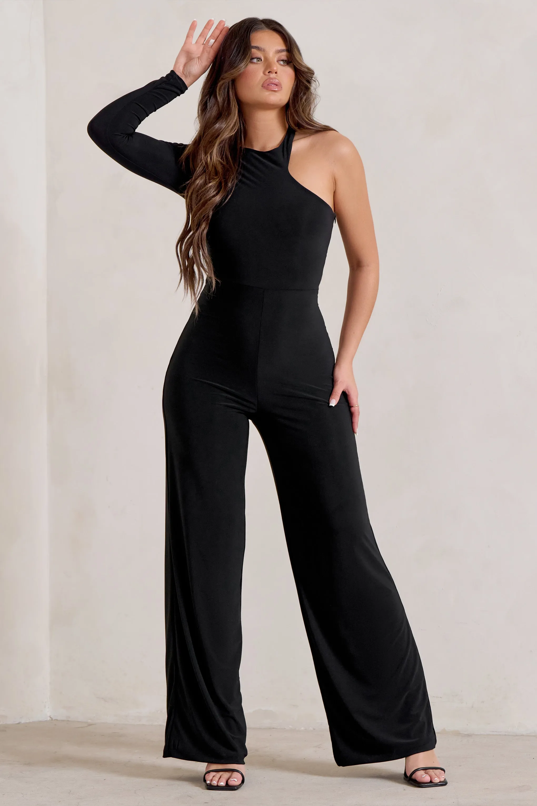 Kayla | Black Asymmetric Cut Out Jumpsuit