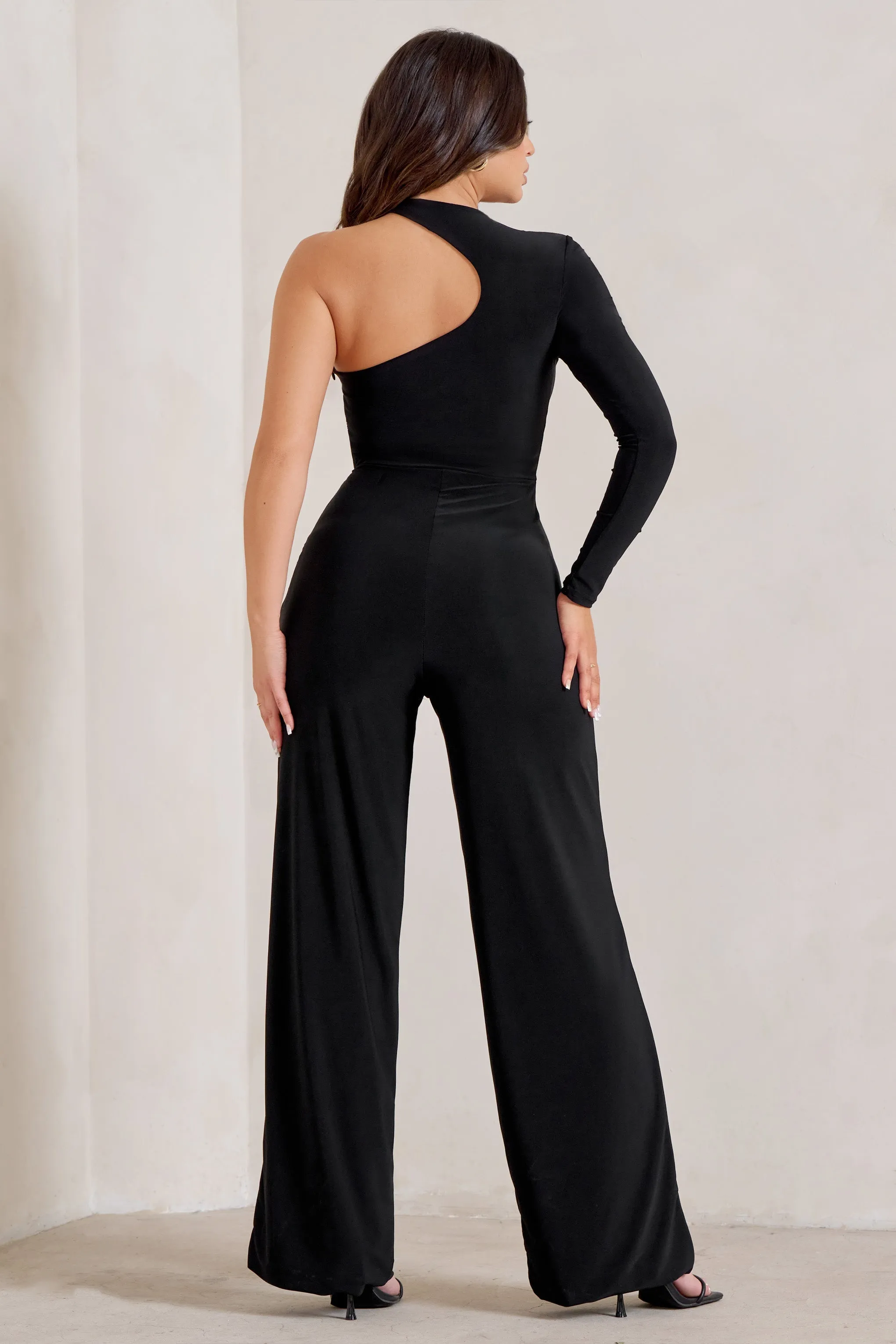 Kayla | Black Asymmetric Cut Out Jumpsuit