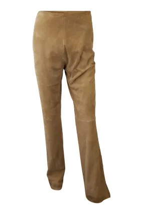 LOEWE Tan Brushed Suede Straight Leg Trousers (38)