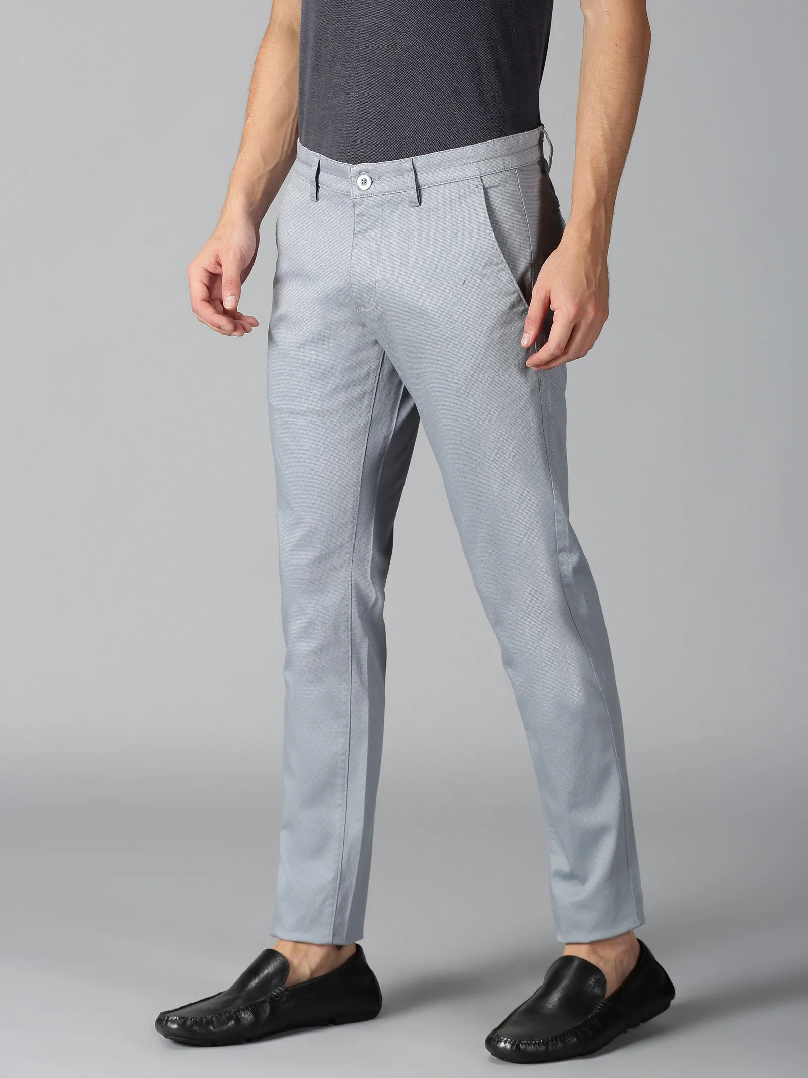 MEN'S BLUE SOLID SLIM FIT TROUSER