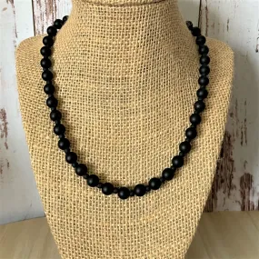 Mens Matte Black Onyx and Matte Toho Beaded Necklace