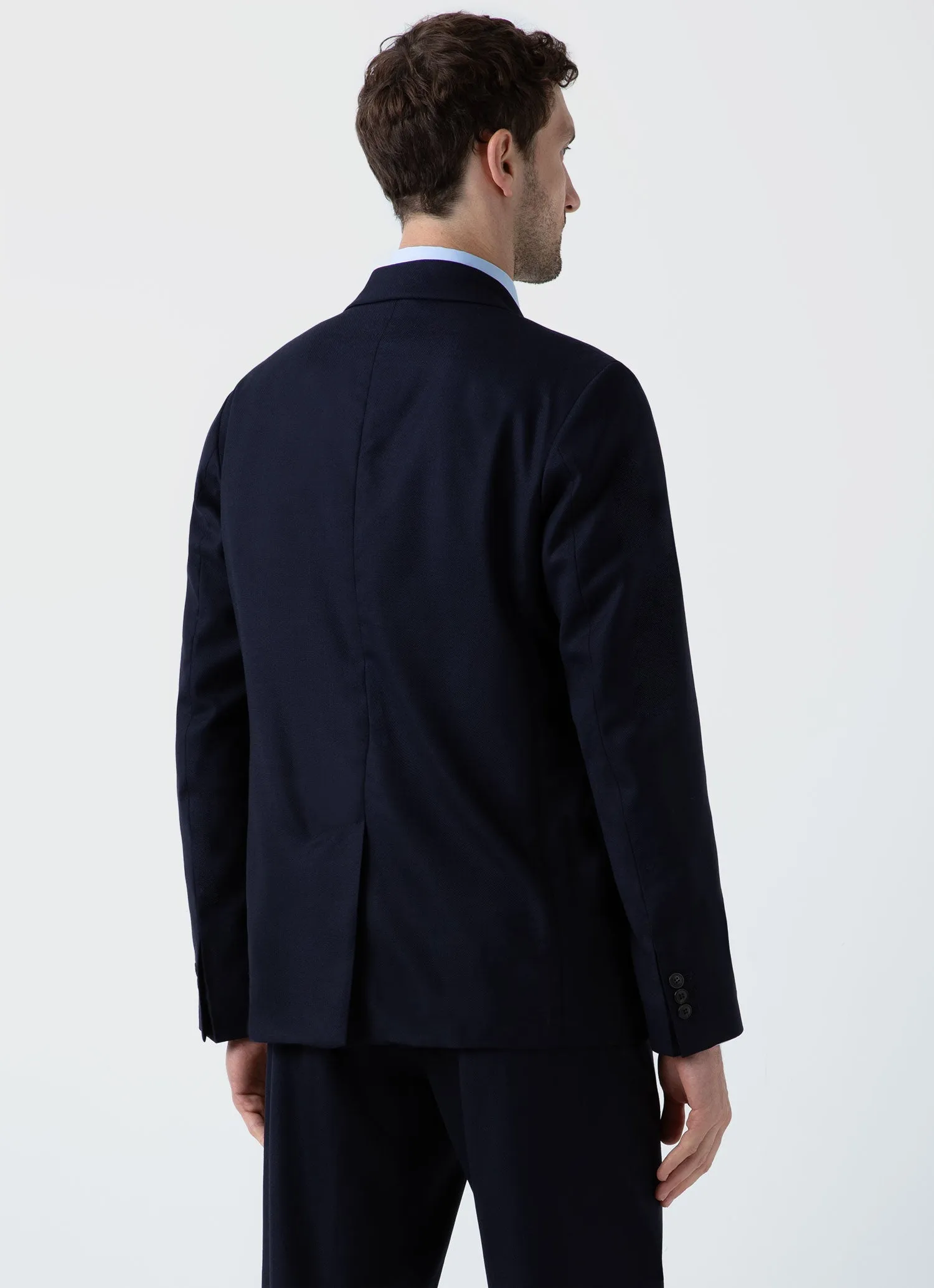 Men's Travel Wool Two-Piece Suit in Navy