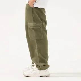 Olive Kids Wide Leg Cargo Trouser